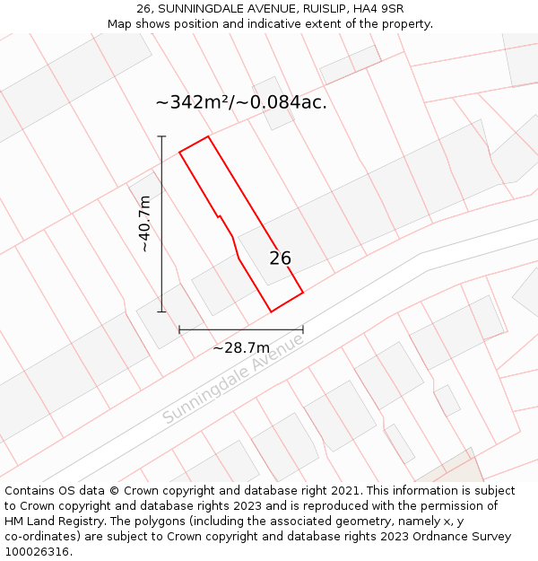 26, SUNNINGDALE AVENUE, RUISLIP, HA4 9SR: Plot and title map