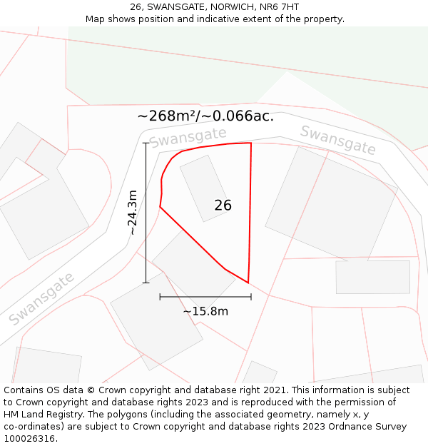 26, SWANSGATE, NORWICH, NR6 7HT: Plot and title map