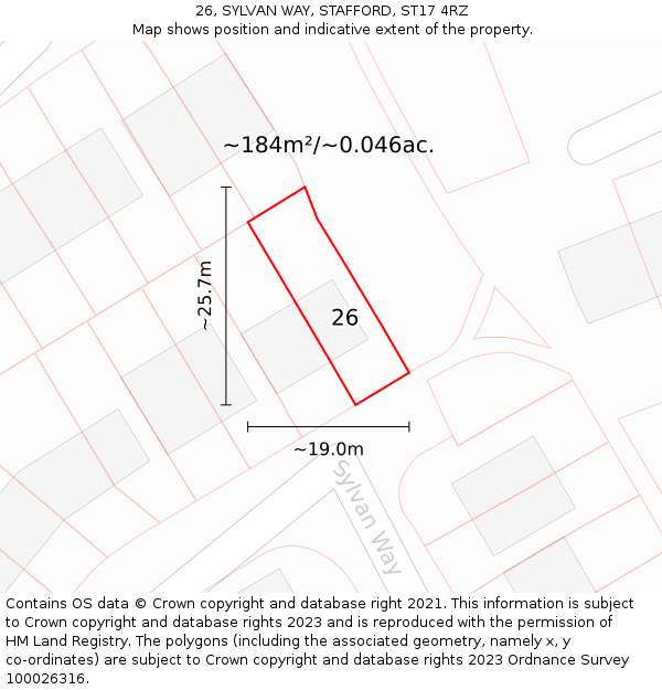 26, SYLVAN WAY, STAFFORD, ST17 4RZ: Plot and title map