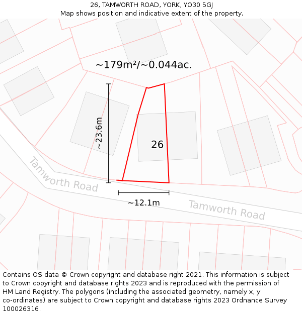 26, TAMWORTH ROAD, YORK, YO30 5GJ: Plot and title map