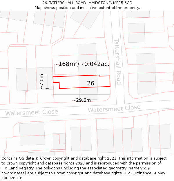 26, TATTERSHALL ROAD, MAIDSTONE, ME15 6GD: Plot and title map