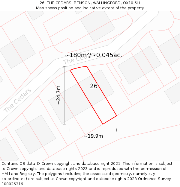 26, THE CEDARS, BENSON, WALLINGFORD, OX10 6LL: Plot and title map