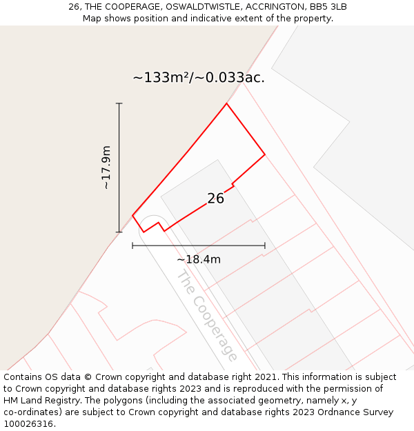 26, THE COOPERAGE, OSWALDTWISTLE, ACCRINGTON, BB5 3LB: Plot and title map