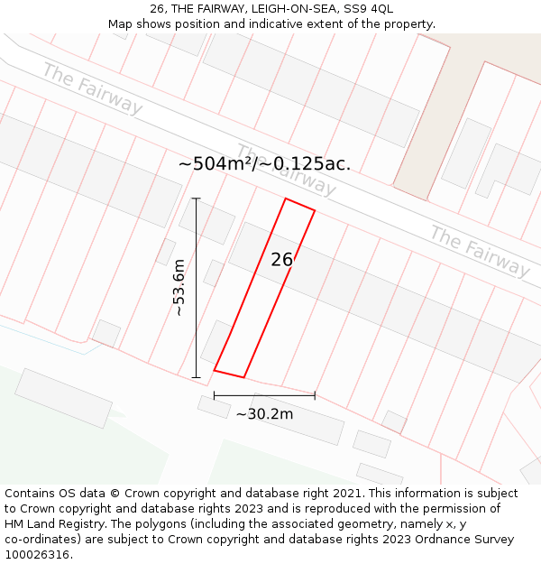 26, THE FAIRWAY, LEIGH-ON-SEA, SS9 4QL: Plot and title map