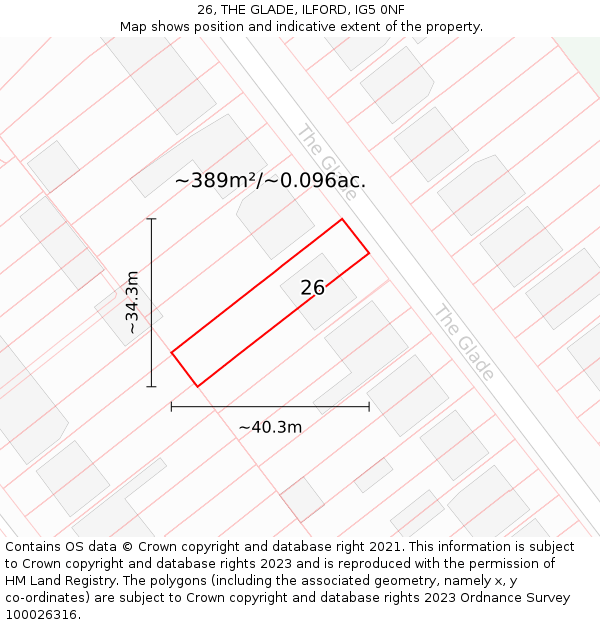 26, THE GLADE, ILFORD, IG5 0NF: Plot and title map