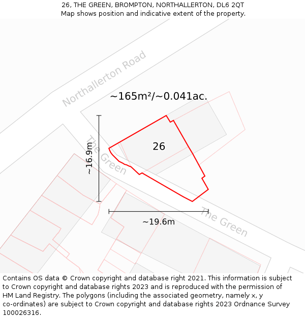 26, THE GREEN, BROMPTON, NORTHALLERTON, DL6 2QT: Plot and title map