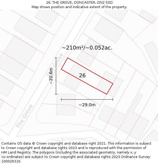 26, THE GROVE, DONCASTER, DN2 5SD: Plot and title map