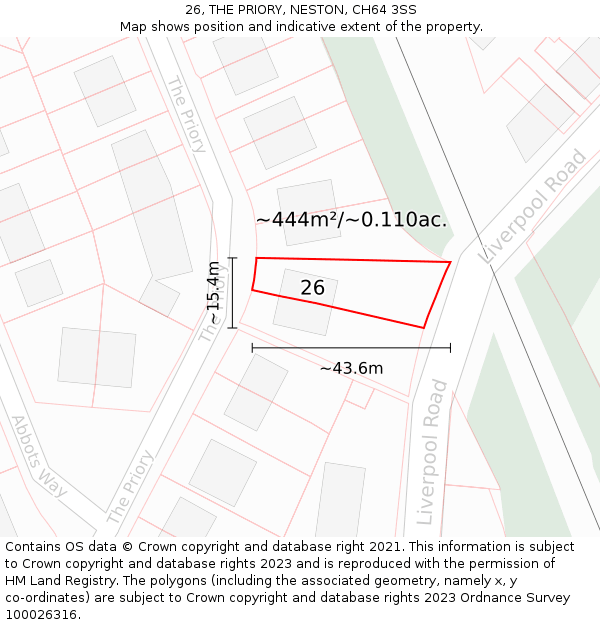 26, THE PRIORY, NESTON, CH64 3SS: Plot and title map