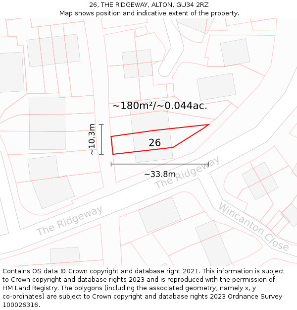 26, THE RIDGEWAY, ALTON, GU34 2RZ: Plot and title map