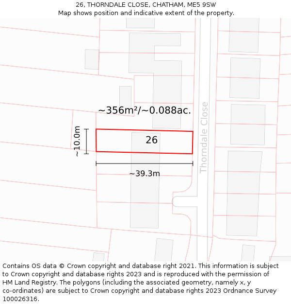 26, THORNDALE CLOSE, CHATHAM, ME5 9SW: Plot and title map