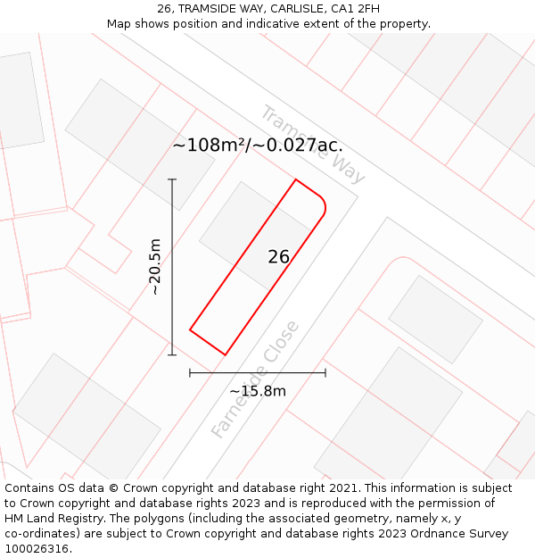 26, TRAMSIDE WAY, CARLISLE, CA1 2FH: Plot and title map