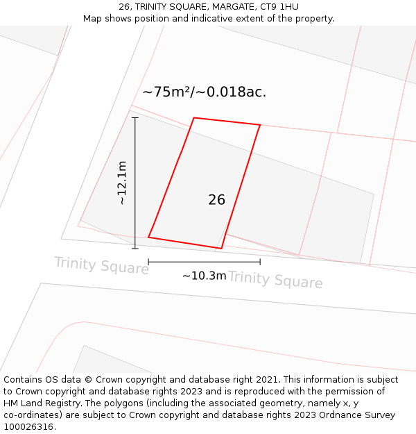 26, TRINITY SQUARE, MARGATE, CT9 1HU: Plot and title map