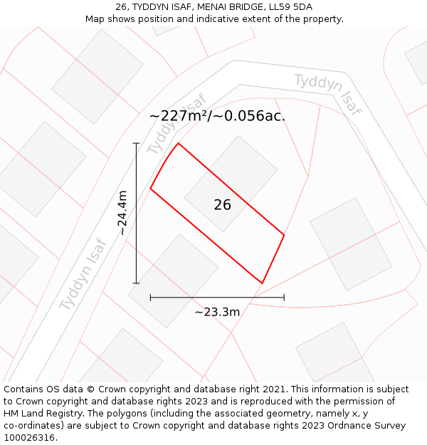 26, TYDDYN ISAF, MENAI BRIDGE, LL59 5DA: Plot and title map
