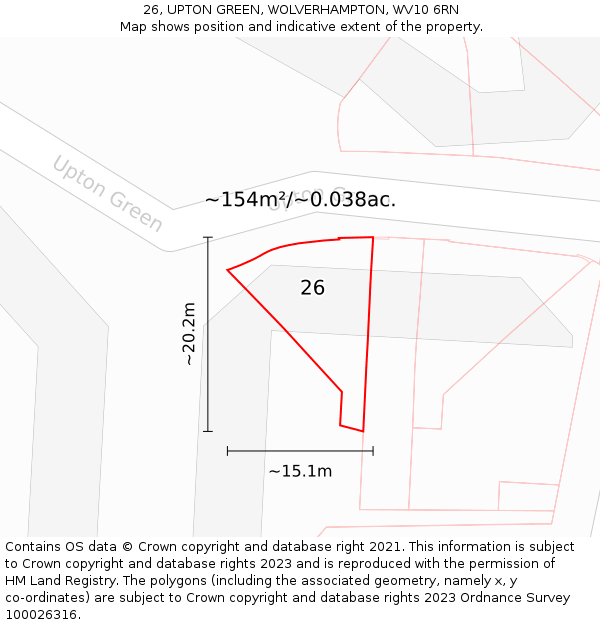 26, UPTON GREEN, WOLVERHAMPTON, WV10 6RN: Plot and title map