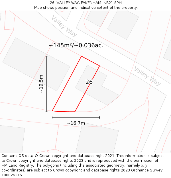26, VALLEY WAY, FAKENHAM, NR21 8PH: Plot and title map