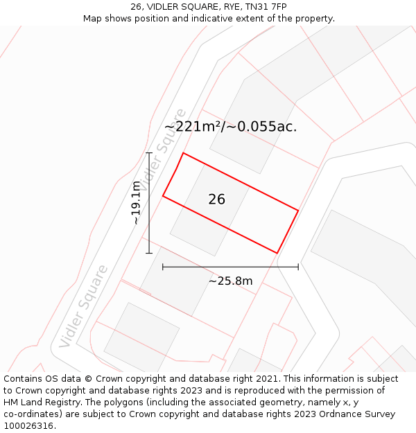 26, VIDLER SQUARE, RYE, TN31 7FP: Plot and title map