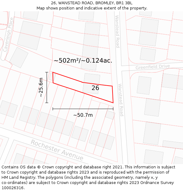 26, WANSTEAD ROAD, BROMLEY, BR1 3BL: Plot and title map