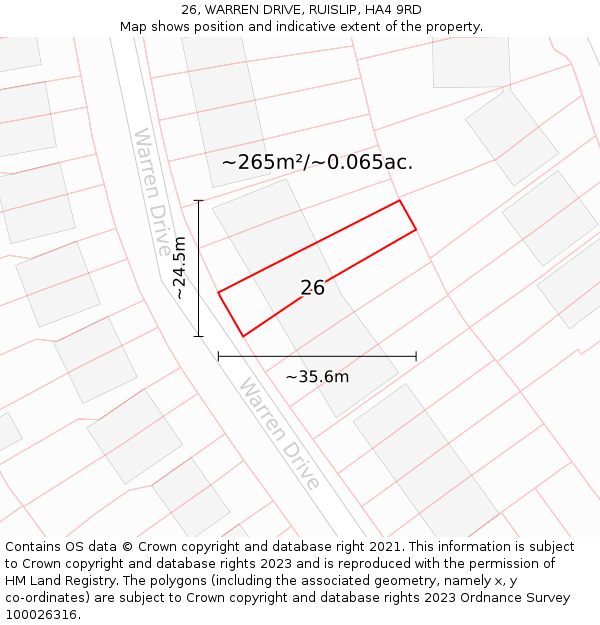 26, WARREN DRIVE, RUISLIP, HA4 9RD: Plot and title map