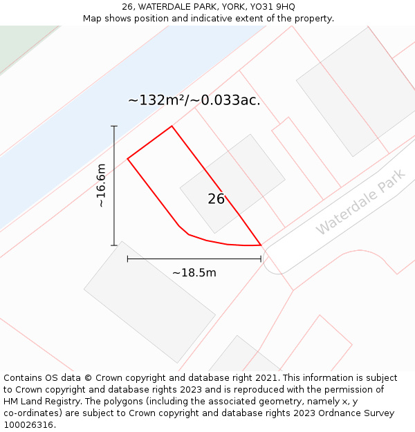 26, WATERDALE PARK, YORK, YO31 9HQ: Plot and title map