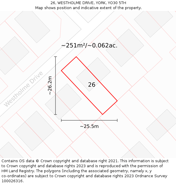 26, WESTHOLME DRIVE, YORK, YO30 5TH: Plot and title map