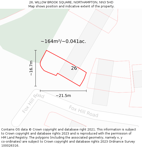 26, WILLOW BROOK SQUARE, NORTHAMPTON, NN3 5HD: Plot and title map