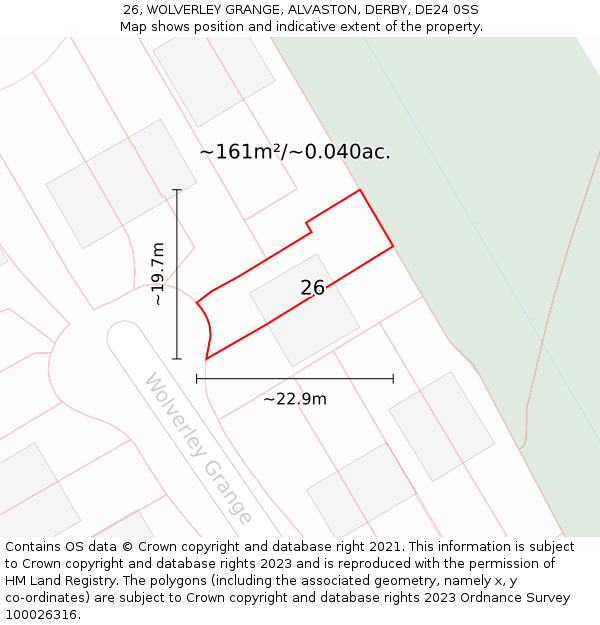 26, WOLVERLEY GRANGE, ALVASTON, DERBY, DE24 0SS: Plot and title map
