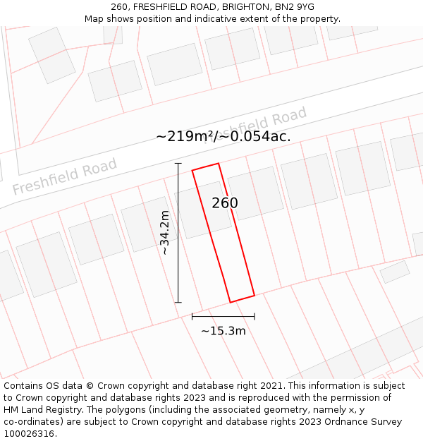 260, FRESHFIELD ROAD, BRIGHTON, BN2 9YG: Plot and title map
