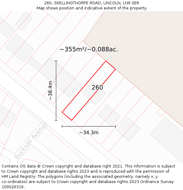 260, SKELLINGTHORPE ROAD, LINCOLN, LN6 0ER: Plot and title map