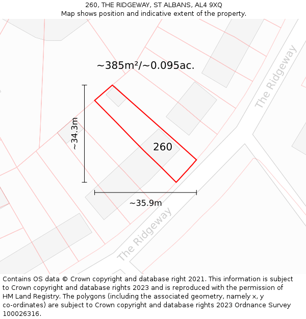 260, THE RIDGEWAY, ST ALBANS, AL4 9XQ: Plot and title map