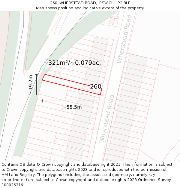 260, WHERSTEAD ROAD, IPSWICH, IP2 8LE: Plot and title map