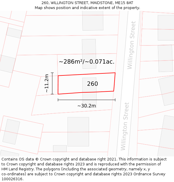 260, WILLINGTON STREET, MAIDSTONE, ME15 8AT: Plot and title map