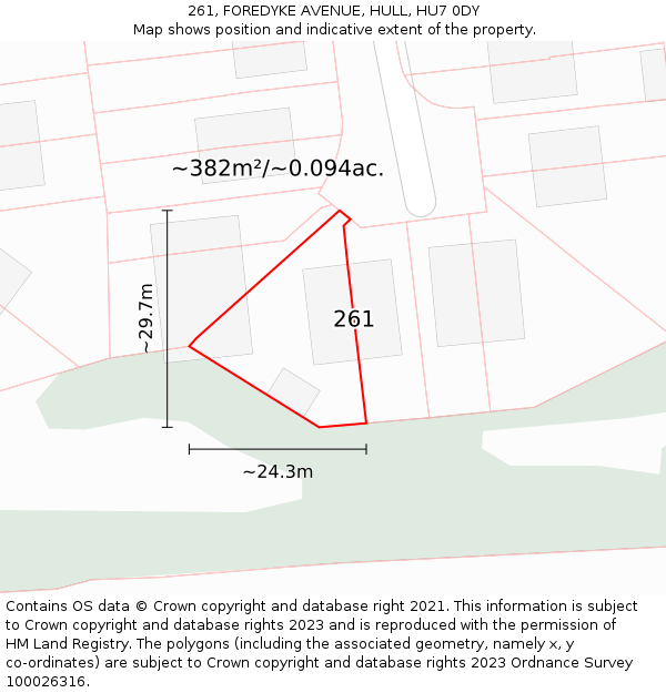 261, FOREDYKE AVENUE, HULL, HU7 0DY: Plot and title map