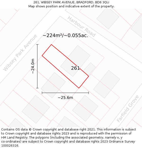 261, WIBSEY PARK AVENUE, BRADFORD, BD6 3QU: Plot and title map