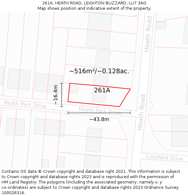 261A, HEATH ROAD, LEIGHTON BUZZARD, LU7 3AG: Plot and title map