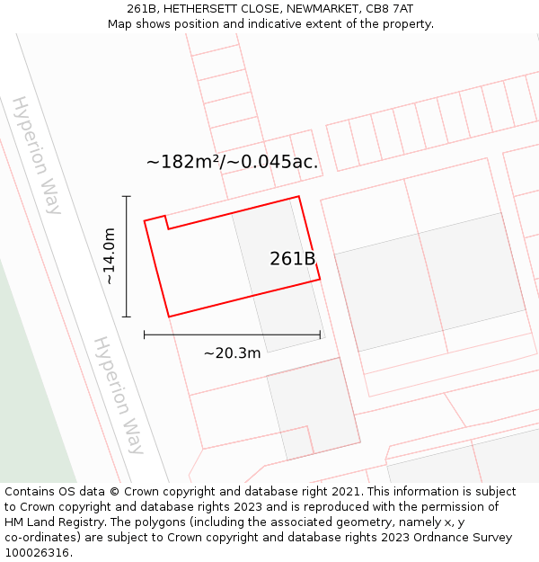 261B, HETHERSETT CLOSE, NEWMARKET, CB8 7AT: Plot and title map