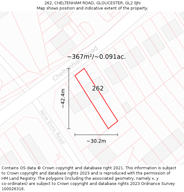 262, CHELTENHAM ROAD, GLOUCESTER, GL2 0JN: Plot and title map
