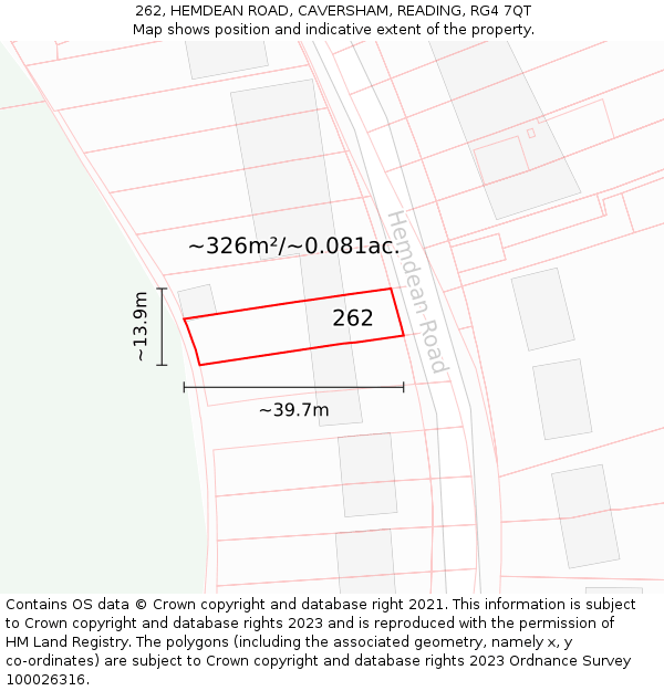 262, HEMDEAN ROAD, CAVERSHAM, READING, RG4 7QT: Plot and title map