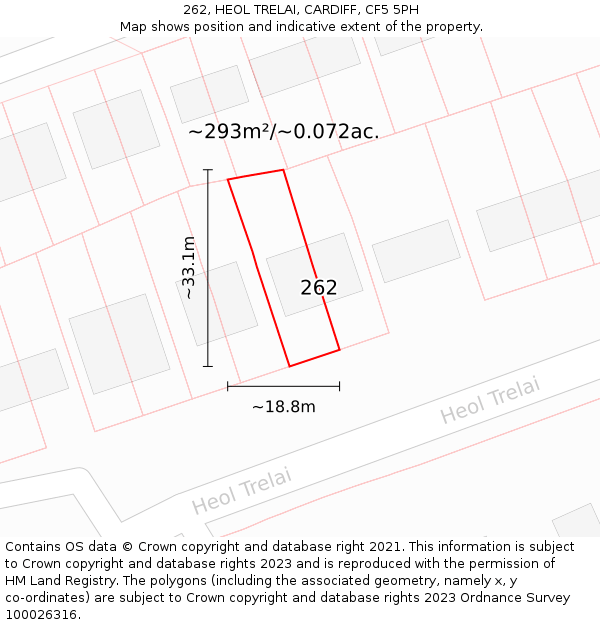 262, HEOL TRELAI, CARDIFF, CF5 5PH: Plot and title map