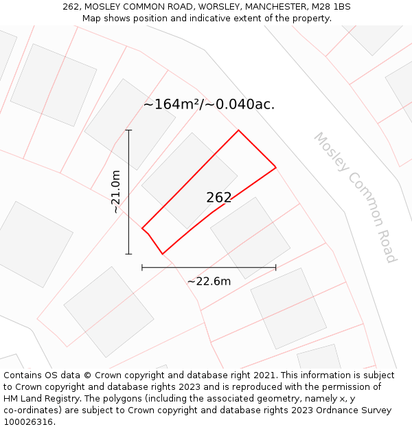 262, MOSLEY COMMON ROAD, WORSLEY, MANCHESTER, M28 1BS: Plot and title map