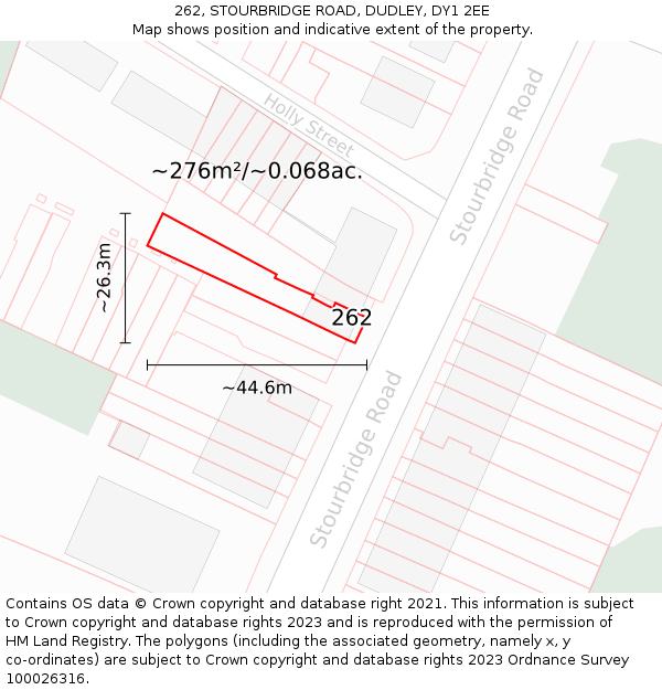 262, STOURBRIDGE ROAD, DUDLEY, DY1 2EE: Plot and title map