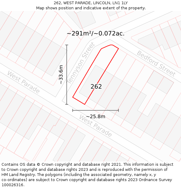 262, WEST PARADE, LINCOLN, LN1 1LY: Plot and title map