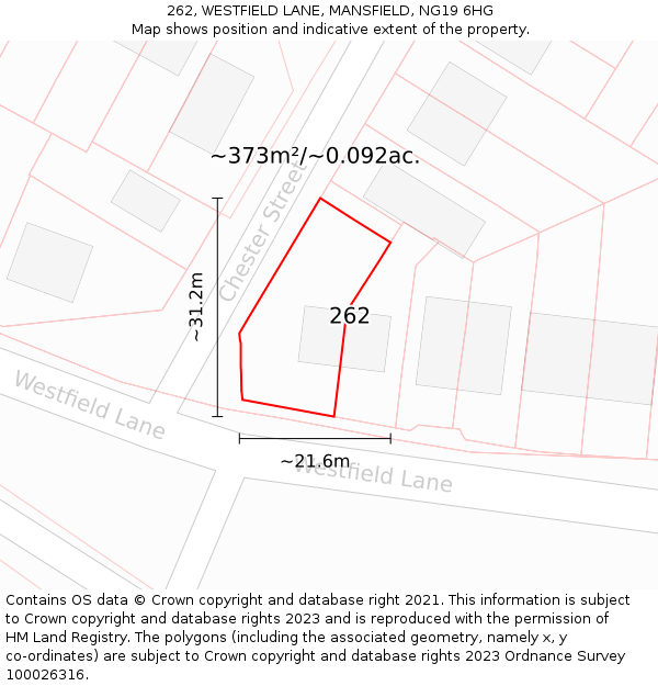 262, WESTFIELD LANE, MANSFIELD, NG19 6HG: Plot and title map