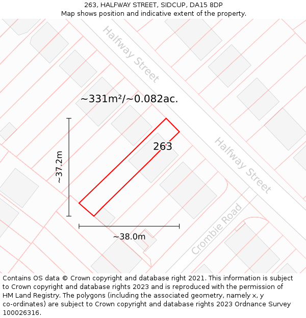 263, HALFWAY STREET, SIDCUP, DA15 8DP: Plot and title map