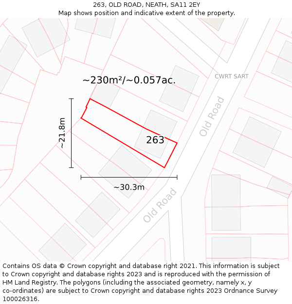 263, OLD ROAD, NEATH, SA11 2EY: Plot and title map