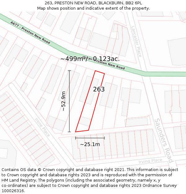 263, PRESTON NEW ROAD, BLACKBURN, BB2 6PL: Plot and title map