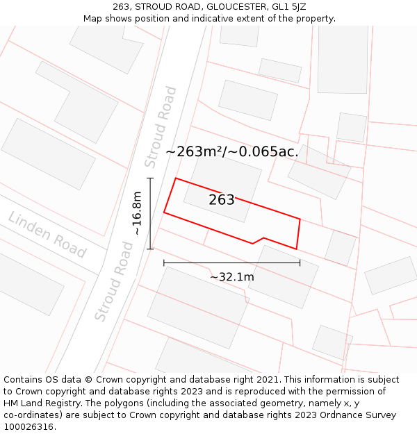 263, STROUD ROAD, GLOUCESTER, GL1 5JZ: Plot and title map