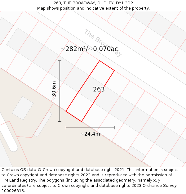 263, THE BROADWAY, DUDLEY, DY1 3DP: Plot and title map