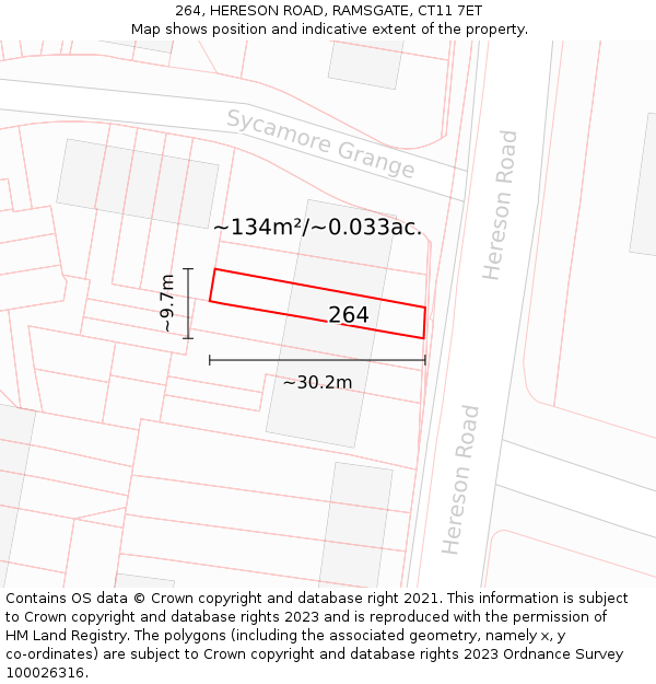 264, HERESON ROAD, RAMSGATE, CT11 7ET: Plot and title map