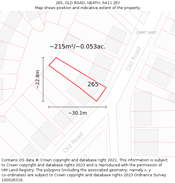 265, OLD ROAD, NEATH, SA11 2EY: Plot and title map