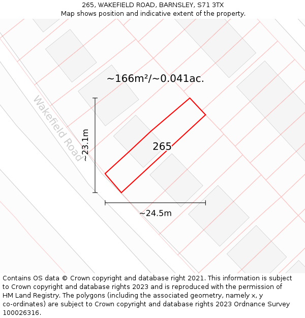265, WAKEFIELD ROAD, BARNSLEY, S71 3TX: Plot and title map